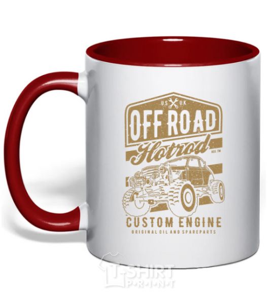 Mug with a colored handle Offroad Hotrod red фото