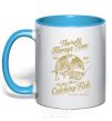 Mug with a colored handle One More Catching Fish sky-blue фото