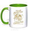 Mug with a colored handle One More Catching Fish kelly-green фото