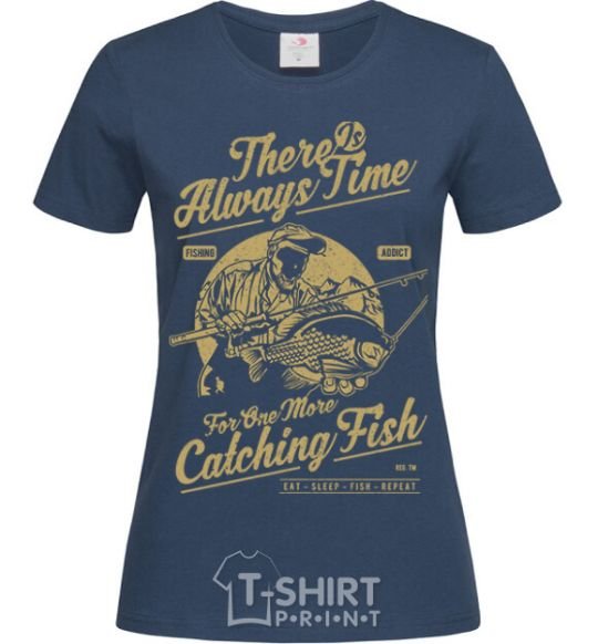 Women's T-shirt One More Catching Fish navy-blue фото