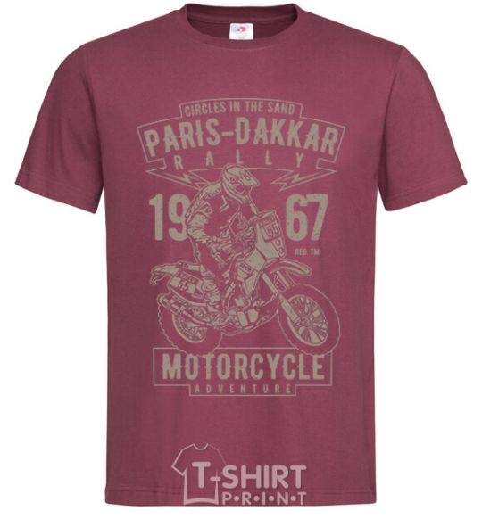 Мужская футболка Paris Dakkar Rally Motorcycle Бордовый фото