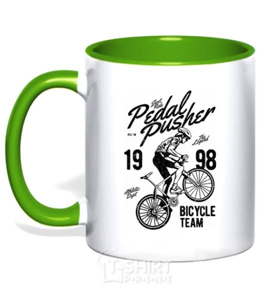 Mug with a colored handle Pedal Pusher kelly-green фото