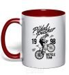Mug with a colored handle Pedal Pusher red фото