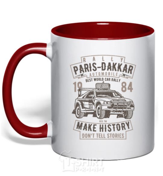 Mug with a colored handle Rally Paris Dakar Automobile red фото