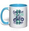 Mug with a colored handle Real Biker sky-blue фото