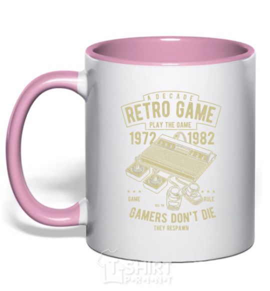 Mug with a colored handle Retro Game light-pink фото