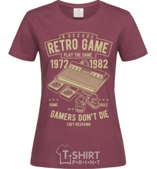 Women's T-shirt Retro Game burgundy фото