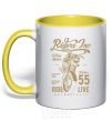 Mug with a colored handle Riders yellow фото