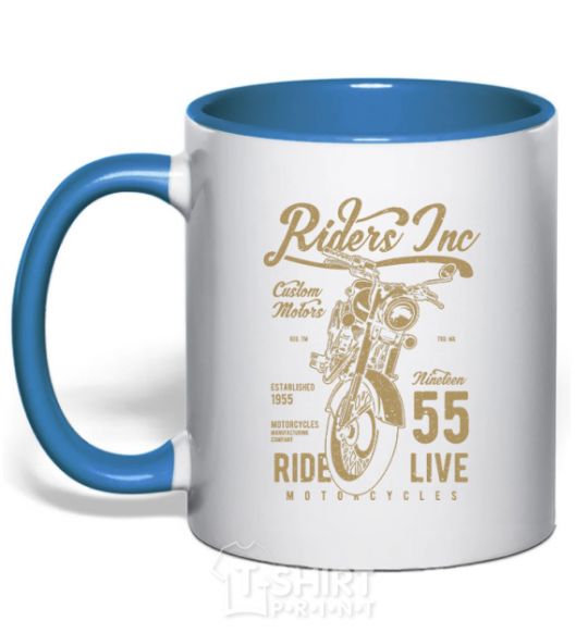 Mug with a colored handle Riders royal-blue фото