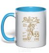 Mug with a colored handle Riders sky-blue фото