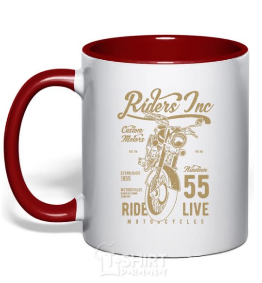 Mug with a colored handle Riders red фото