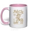 Mug with a colored handle Riders light-pink фото