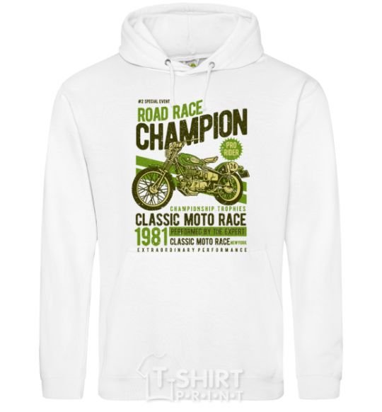 Men`s hoodie Road Race Champion White фото