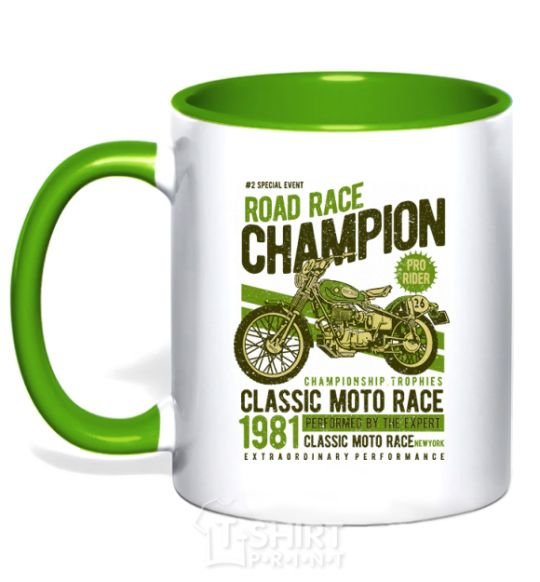 Mug with a colored handle Road Race Champion kelly-green фото