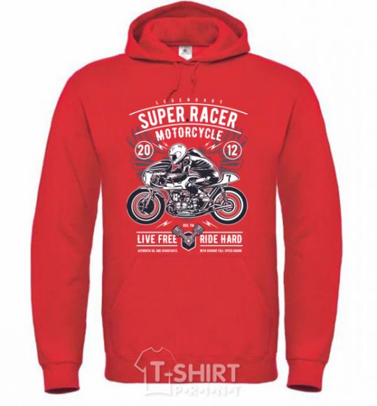 Мужская толстовка (худи) Super Racer Motorcycle Ярко-красный фото