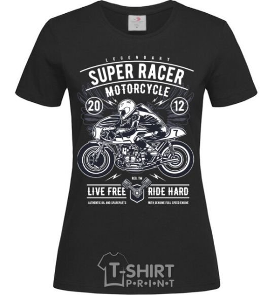 Women's T-shirt Super Racer Motorcycle black фото