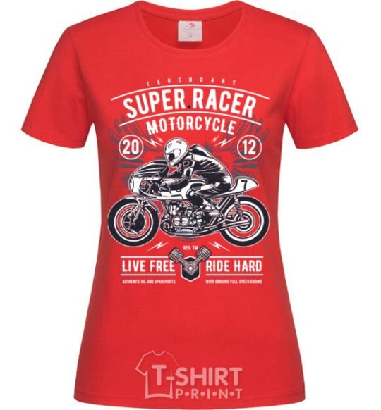 Women's T-shirt Super Racer Motorcycle red фото