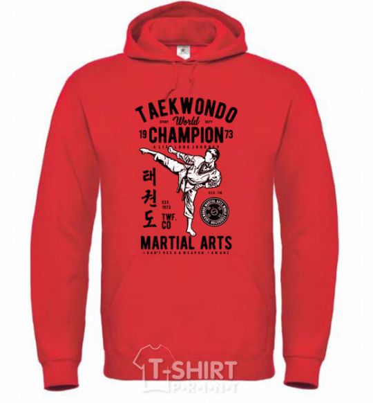 Мужская толстовка (худи) Taekwondo World Ярко-красный фото