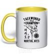 Mug with a colored handle Taekwondo World yellow фото
