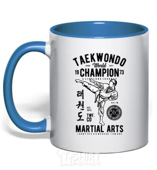 Mug with a colored handle Taekwondo World royal-blue фото