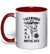 Mug with a colored handle Taekwondo World red фото