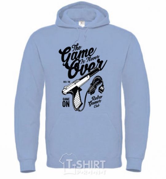 Men`s hoodie The Game Is Never Over sky-blue фото