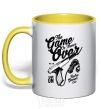 Mug with a colored handle The Game Is Never Over yellow фото