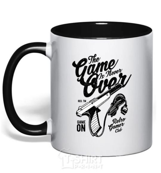 Mug with a colored handle The Game Is Never Over black фото