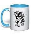 Mug with a colored handle The Game Is Never Over sky-blue фото