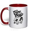 Mug with a colored handle The Game Is Never Over red фото