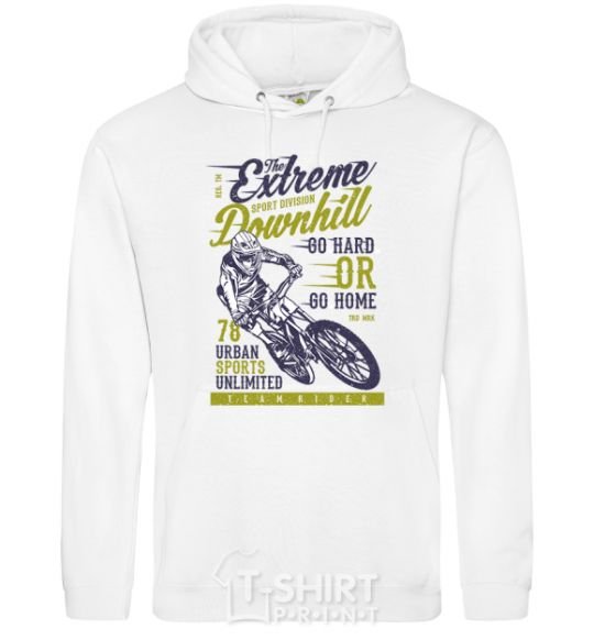 Men`s hoodie The Extreme Downhill White фото
