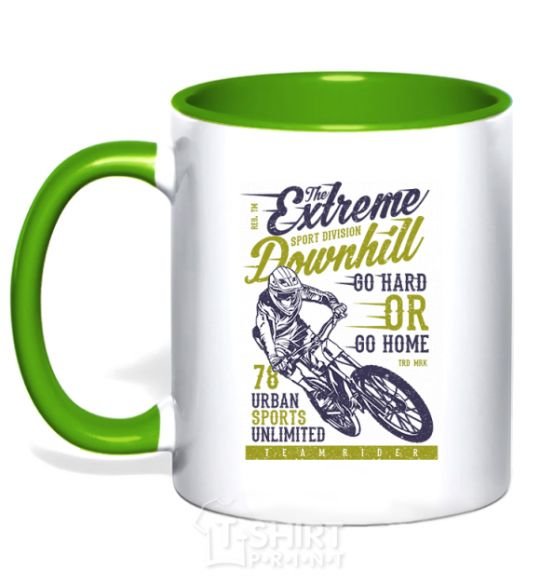 Mug with a colored handle The Extreme Downhill kelly-green фото