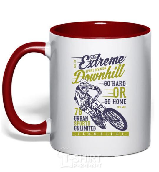 Mug with a colored handle The Extreme Downhill red фото