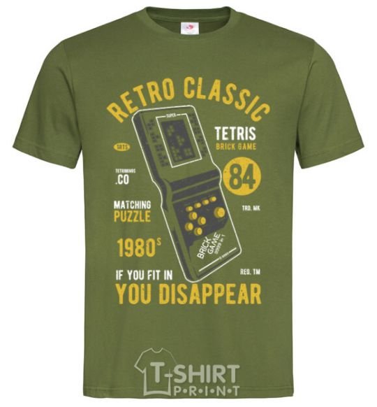 Мужская футболка Tetris Brick Game Оливковый фото