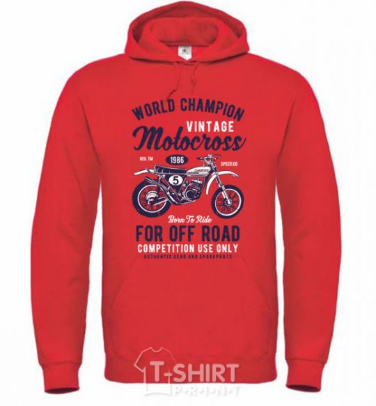 Men`s hoodie Vintage Motocross bright-red фото