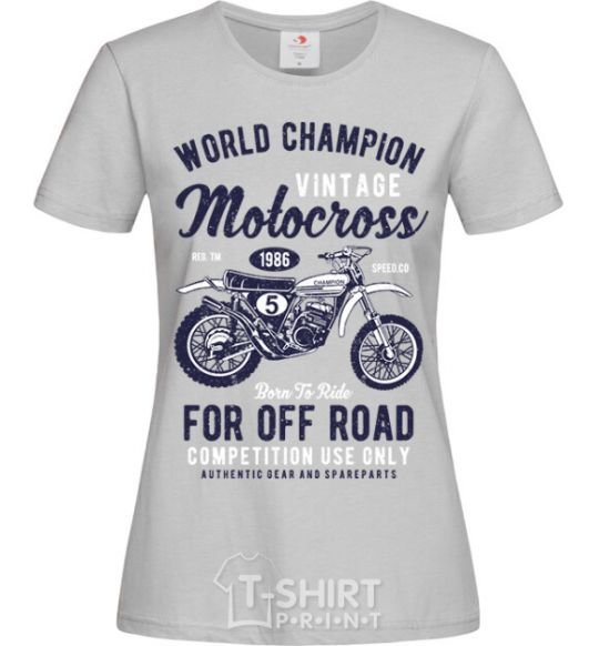 Women's T-shirt Vintage Motocross grey фото