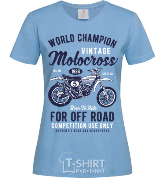 Women's T-shirt Vintage Motocross sky-blue фото