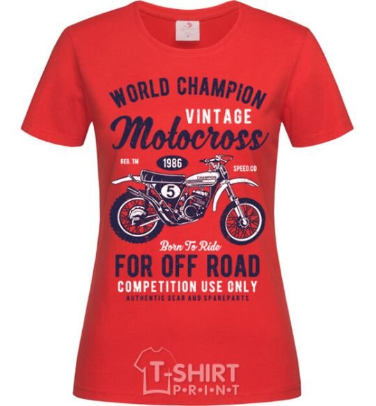 Women's T-shirt Vintage Motocross red фото