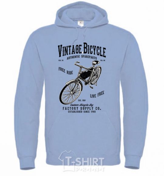 Men`s hoodie Vintage Bicycle sky-blue фото
