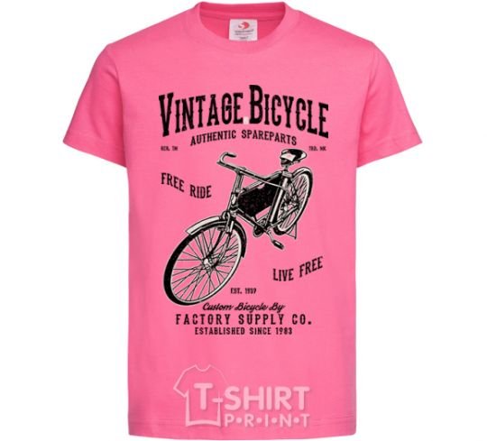 Детская футболка Vintage Bicycle Ярко-розовый фото