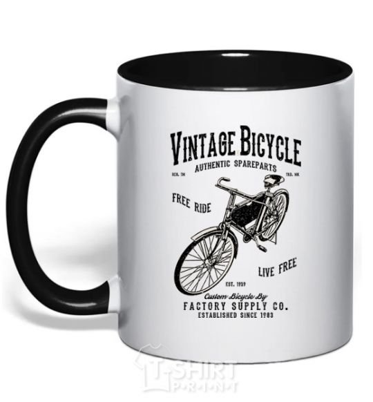 Чашка с цветной ручкой Vintage Bicycle Черный фото