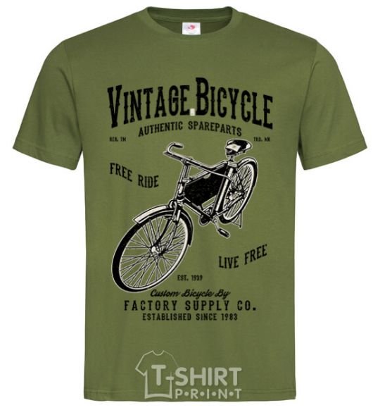 Мужская футболка Vintage Bicycle Оливковый фото
