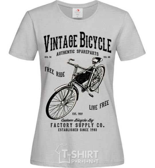 Women's T-shirt Vintage Bicycle grey фото