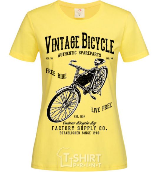 Women's T-shirt Vintage Bicycle cornsilk фото