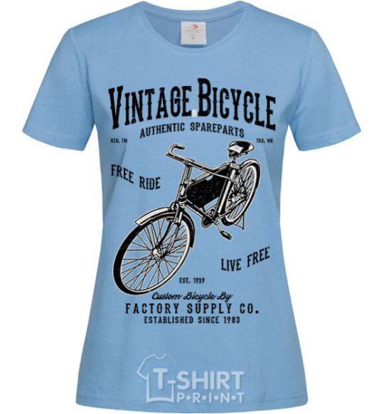 Women's T-shirt Vintage Bicycle sky-blue фото