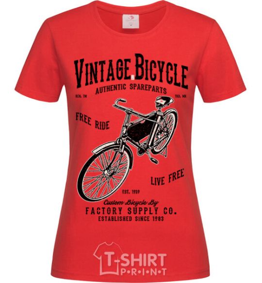 Women's T-shirt Vintage Bicycle red фото