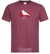 Men's T-Shirt A white bird burgundy фото