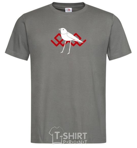 Men's T-Shirt A white bird dark-grey фото