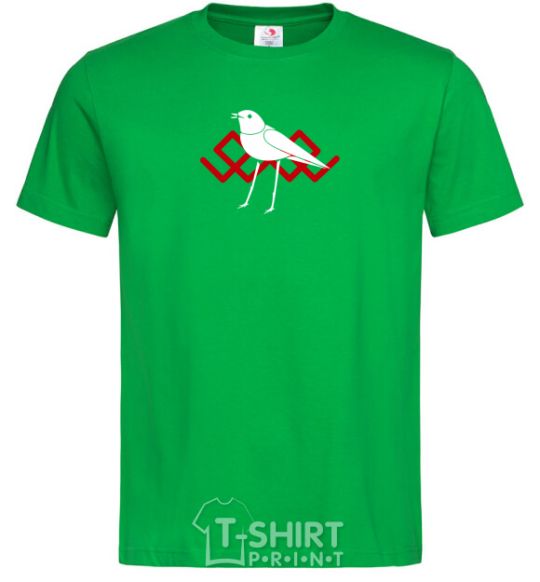 Men's T-Shirt A white bird kelly-green фото
