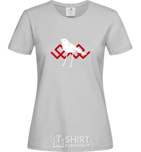 Women's T-shirt A white bird grey фото